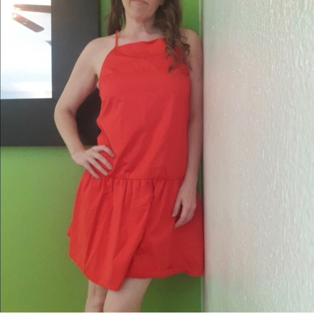 Armani exchange red mini drop waist dress sz 4 - Picture 3 of 5